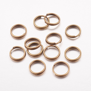 Iron Split Rings, Double Loops Jump Rings, Cadmium Free & Nickel Free & Lead Free, Antique Bronze, 7x1.4mm, about 6.3mm inner diameter, about 12000pcs/1000g
