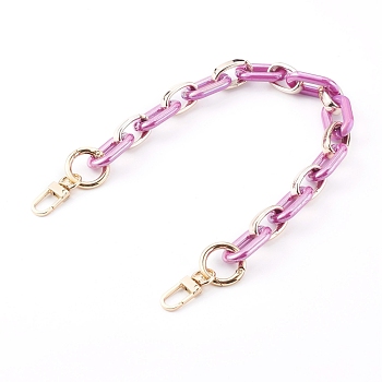 Opaque Acrylic and CCB Plastic Link Chains Bag Handles, with Zinc Alloy Swivel Clasps and Spring Gate Ring, for Bag Straps Replacement Accessories, Purple, 43.2cm
