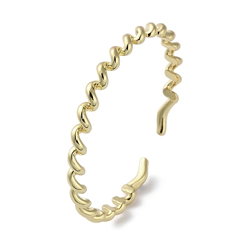 Rack Plating Brass Twist Spiral Cuff Bangles, Lead Free & Cadmium Free, Real 18K Gold Plated, Inner Diameter: 2-1/4 inch(5.7cm)