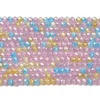 Cubic Zirconia Bead Strands, Faceted Rondelle, Mixed Color, 3mm, Hole: 0.6mm, about 131pcs/strand, 15.16 inch(38.5cm)