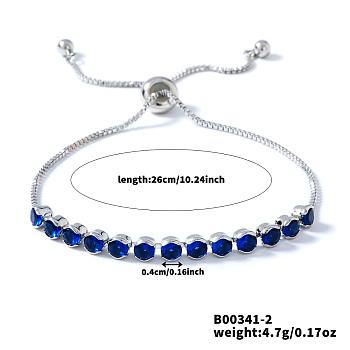 Fashionable Blue Round Rhinestone Slider Bracelets, 10-1/4 inch(26cm)