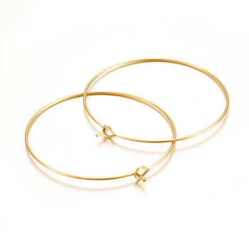 316 Surgical Stainless Steel Wine Glass Charms Rings, Hoop Earring Findings, DIY Material for Basketball Wives Hoop Earrings, Real 18k Gold Plated, 37x35x0.7mm, 21 Gauge