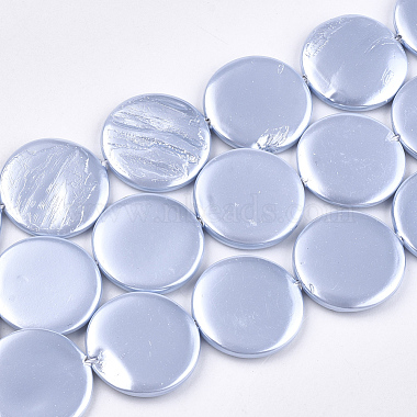 20mm LightBlue Flat Round Shell Pearl Beads