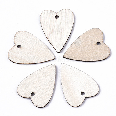 Antique White Heart Wood Pendants