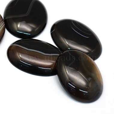 40mm Black Oval Banded Agate Cabochons