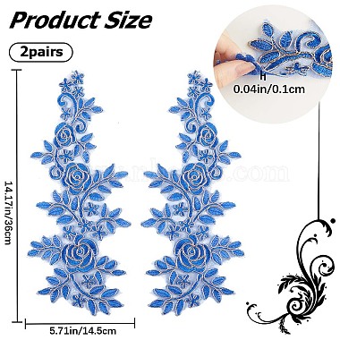 Polyester Metallic Embroidery Lace Appliques(DIY-WH0401-94A)-2
