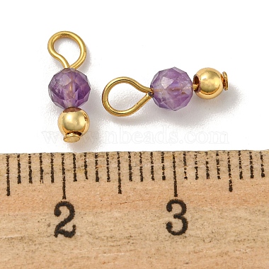 Natural Amethyst Faceted Round Charms(PALLOY-NH00004)-3