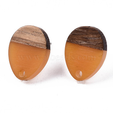 Resin & Walnut Wood Stud Earring Findings(MAK-N032-006A-A03)-2