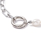 Natural Keshi Pearl Beaded Necklace with 304 Stainless Steel Paperclip Chains for Women(NJEW-JN03849)-5