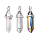 3Pcs 3 Colors Faceted Bullet Glass Pointed Pendants(KK-FS0001-09)-3