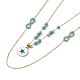 Enamel Charms Double Layer Necklace with Synthetic Turquoise Beaded(NJEW-P269-20B-G)-2