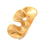 Ion Plating(IP) 304 Stainless Steel Wave Finger Rings for Women, Golden, US Size 7(17.3mm)(RJEW-S414-58B-G)