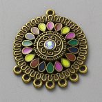 Alloy Enamel Chandelier Component Links, Antique Bronze, 33.5x28x4.5mm, Hole: 1.5mm(FIND-TAC0011-112AB)