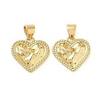 Brass Pendants, Heart Charms, Real 18K Gold Plated, 14.5x14.5x3mm, Hole: 3.5x4mm(KK-D502-16G)