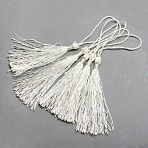 Polyester Tassel Decorations, Pendant Decorations, White, 130x6mm, Tassel: 70~90mm(X-OCOR-Q023-18)