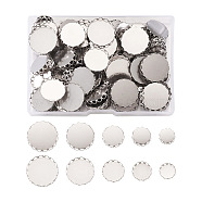 150Pcs 5 Styles 316 Surgical Stainless Steel Lace Edge Bezel Cups, Cabochon Settings, Flat Round, Stainless Steel Color, 30pcs/srtle(STAS-CD0001-09)