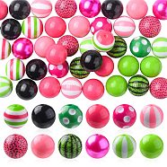 DIY Candy Color Bracelet Necklace Making Kit, Including Acrylic Round & Metal Spacer Beads, End Chain, Clasp, Wire, Hot Pink, Beads: 19.5~20x17~20mm, Hole: 2~2.7mm, 50Pcs/set(MACR-CJC0001-12P-02)