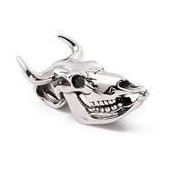 Tibetan Style 304 Stainless Steel Pendants, Skull, Antique Silver, 43x27x16mm, Hole: 9mm(STAS-P305-22AS)