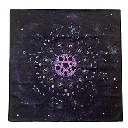 Velvet Altar Mats, Starry Sky Pad for Divination, 12 Constellations Tablecloth, Tarot Card Cloth, Purple, 640x640mm(WICR-PW0008-03)