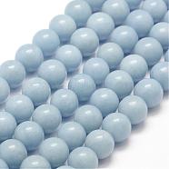 Natural Angelite Beads Strands, Anhydrite Beads, Round, 8mm, Hole: 1mm, about 46pcs/strand, 15.5 inch(39.5cm)(G-F475-08-8mm)