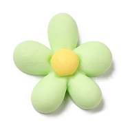 Opaque Resin Cabochons, Frosted, Flower, Light Green, 23.5x23.5x7mm(CRES-M021-02F)