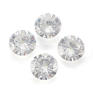 Cubic Zirconia Pointed Back Pendants, Faceted, Flat Round, Clear, 6mm, Hole: 1mm(ZIRC-N037-6mm-01)