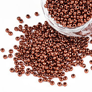 11/0 Grade A Dyed Glass Seed Beads, Round, Sienna, 2.3x1.5mm, Hole: 1mm, about 5300pcs/50g(X-SEED-N001-C-0570)