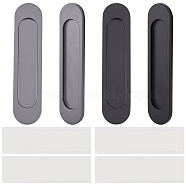 CHGCRAFT 4Pcs 2 Colors No Punch Alloy Flush Pull Barn Door Handle, Flush Ring, with Double-sided Stickers, for Drawers, Cabinet, Sliding Door, Oval, Mixed Color, 150x35x6mm, Hole: 3.5mm, 2pcs/color(FIND-CA0004-89)