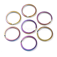 Ion Plating(IP) 304 Stainless Steel Split Key Rings, Keychain Clasp Findings, Rainbow Color, 30x3mm(STAS-L216-09A)