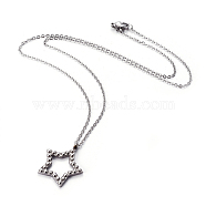 304 Stainless Steel Pendant Necklaces, with Cable Chains, Star, Stainless Steel Color, 17.7 inch(45cm), Pendant: 24x22x2.5mm(NJEW-E141-29P)