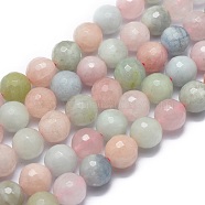 Natural Morganite Beads Strands, Faceted, Round, 10mm, Hole: 1.2mm, about 40pcs/strand, 15.7 inch(40cm)(G-G792-31C)