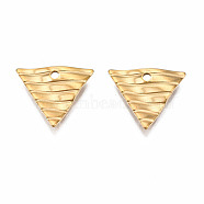 304 Stainless Steel Charms, Twist Triangle, Golden, 12x13.5x1.5mm, Hole: 1.4mm(STAS-S080-056G-NR)