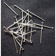 Iron Flat Head Pins, Silver Color Plated, Cadmium Free & Lead Free, 20x0.75~0.8mm, Head: 2.5mm, about 700pcs/50g(X-HPS2.0cm)
