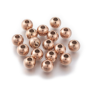Ion Plating(IP) 304 Stainless Steel Spacer Beads, Round, Rose Gold, 3mm, Hole: 1mm(STAS-G130-62RG)