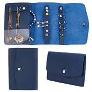 PU Leather Storage Bags, Jewelry Storage Pouches, with Snap Buttons, Rectangle, Marine Blue, Fold: 15x10.8x1.3cm(ABAG-WH0038-18)