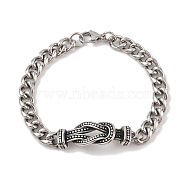 304 Stainless Steel Viking Knot Link Chain Bracelets for Men, Antique Silver, 9-1/8 inch(23cm)(BJEW-B096-37AS)