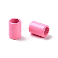 Column Rack Plating Spray Painted Alloy Beads for Jewelry Making, Cadmium Free & Nickel Free & Lead Free, Hot Pink, 6.5x4.5mm, Hole: 3.3mm(PALLOY-F291-01M)