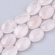 Natural Rose Quartz Beads Strands, Oval, 16x12x5.5~6.5mm, Hole: 1mm, about 25~26pcs/strand, 15.7 inch(G-S349-24)
