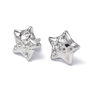 304 Stainless Steel Stud Earring Findings, with Rhinestone Setting, Star, Stainless Steel Color, Fit For 1.5~2mm Rhinetstone, 12.5x12.5mm, Pin: 0.7mm(STAS-F286-20P)