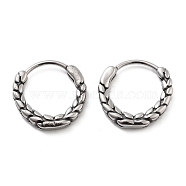 316 Surgical Stainless Steel Hoop Earrings for Women and Men, Ring, Antique Silver, 15.5x4.5mm(EJEW-D096-15F-AS)