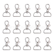 Iron Swivel D Rings Lobster Claw Clasps, Swivel Snap Hook, for Webbing Bags Straps, Platinum, 38x24x6mm(IFIN-C051-1)
