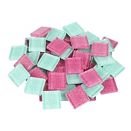 Square Transparent Glass Cabochons, Mosaic Tiles, for Home Decoration or DIY Crafts, Pearl Pink, 20x20x4mm, 260pcs/kg(GLAA-TAC0007-18B-09)