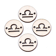 Unfinished Natural Poplar Wood Links Connectors, Laser Cut, Flat Round with Constellation, Libra, 29.5x2.5mm, Hole: 2.5mm(WOOD-S045-139B-06)