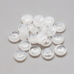 Acrylic Beads, Imitation Gemstone Style, Two Tone Color, Rondelle, Clear & White, 10x5.5mm, Hole: 2mm(X-OACR-Q99B-AD033)