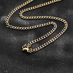 Ion Plating(IP) 304 Stainless Steel Curb Chain Necklaces, with Lobster Clasps, Golden, 17.72 inch(45cm)(NJEW-H492-01G)