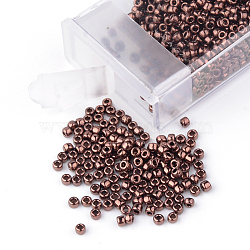 MGB Matsuno Glass Beads, Japanese Glass Seed Beads, 12/0 Metallic Round Hole Rocailles Seed Beads, Coffee Plated, 2x1.5mm, Hole: 0.8mm, about 41000pcs/bag, 450g/bag(SEED-Q024-924)