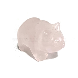 Natural Rose Quartz Carved Healing Panda Figurines, Reiki Energy Stone Display Decorations, 35x20x30mm(PW-WG57275-04)