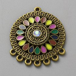 Alloy Enamel Chandelier Component Links, Antique Bronze, 33.5x28x4.5mm, Hole: 1.5mm(FIND-TAC0011-112AB)