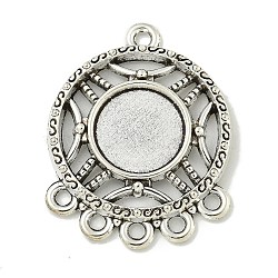 Tibetan Style Cabochon Connector Settings, Lead Free and Cadmium Free, Flat Round, Flat Round, Tray: 12.5mm, 32.5x25.5x3mm, Hole: 2mm, about 238pcs/1000g(FIND-U015-31AS)