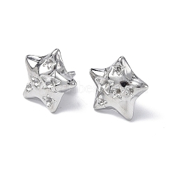 304 Stainless Steel Stud Earring Findings, with Rhinestone Setting, Star, Stainless Steel Color, Fit For 1.5~2mm Rhinetstone, 12.5x12.5mm, Pin: 0.7mm(STAS-F286-20P)